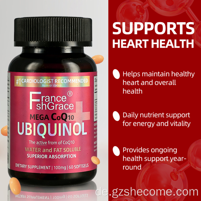 Shecome CoQ10 Heart Health Natürliches Coenzym Q10-Ergänzungsmittel